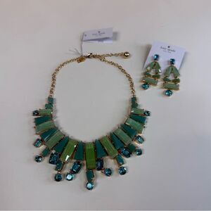 NWT Kate Spade Beach Gem Turquoise Goldtone Necklace & Earring Set
